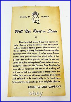 Vintage Queen Cutlery Company 4 pcs set. Appears Unused. Bone Handle