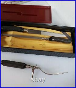 Vintage Remington Stag Horn Handled Carving Knife Set Art Deco Bakelite Box Rare
