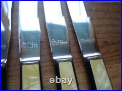 Vintage Russell Steak Butter Knives Knife Cracked Ice Handles Stainless Cutlery