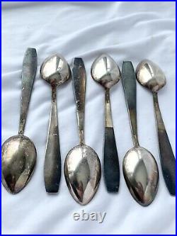 Vintage Russian Enamel Coffee Tea Spoons Set of 6 Marked