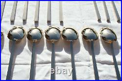 Vintage Sigvard Bernadotte Designer Bronze Cutlery Set for Six Repolished