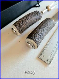 Vintage Vagabond House Antler Bone Handle Carving Set Fork Knife in Box Used