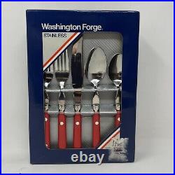 Vintage Washinton Forge Mardi Gras Stainless RED Flatware 20 Piece Set For 4