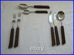 Vintage retro Butler Ryals rosewood cutlery with wooden handles 40 pieces