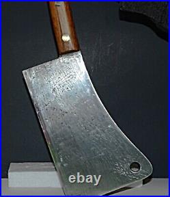Vtg 1800s L&IJ White Buffalo NY No 9 Large Metal Butchers Meat Cleaver Usable