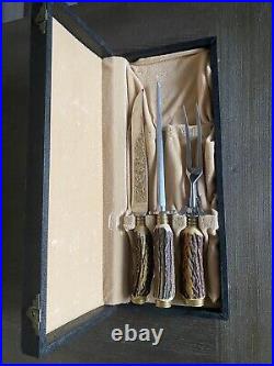 Vtg 3 Piece Anton Wingen Cutlery Knife Carving Set Solingen Germany