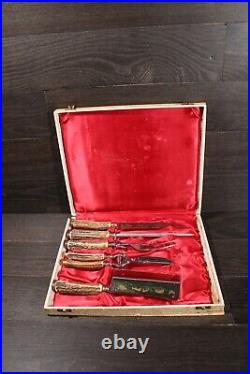 Vtg 5 Pc Anton Wingen Jr. Rostfrei Cutlery Knife Carving Set Solingen Germany