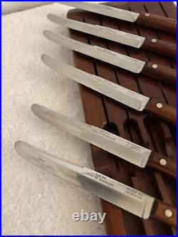 Vtg CASE XX Steak Knives CAP 254 Stainless Set of 6 in Wood Case Straight Edge