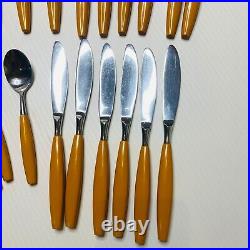 Vtg Lot of 42 MCM Lucky Wood Stainless Japan Utensils Cutlery Flatware Luckywood