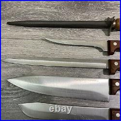 Vtg Mighty Oak Imperial 8 Pc Set USA Knives Knife Chef Butcher Filet Boning