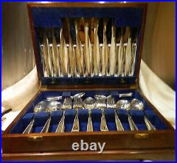 WILTSHIRE SILVER PLATE 42pce CUTLERY SET IN WOODEN CANTEEN