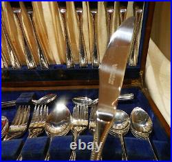 WILTSHIRE SILVER PLATE 42pce CUTLERY SET IN WOODEN CANTEEN